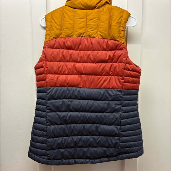 L.L. Bean Women's Classic Down Tri-Tone Puffer Vest - Mustard, Rust, and Navy - Picture 2 of 4